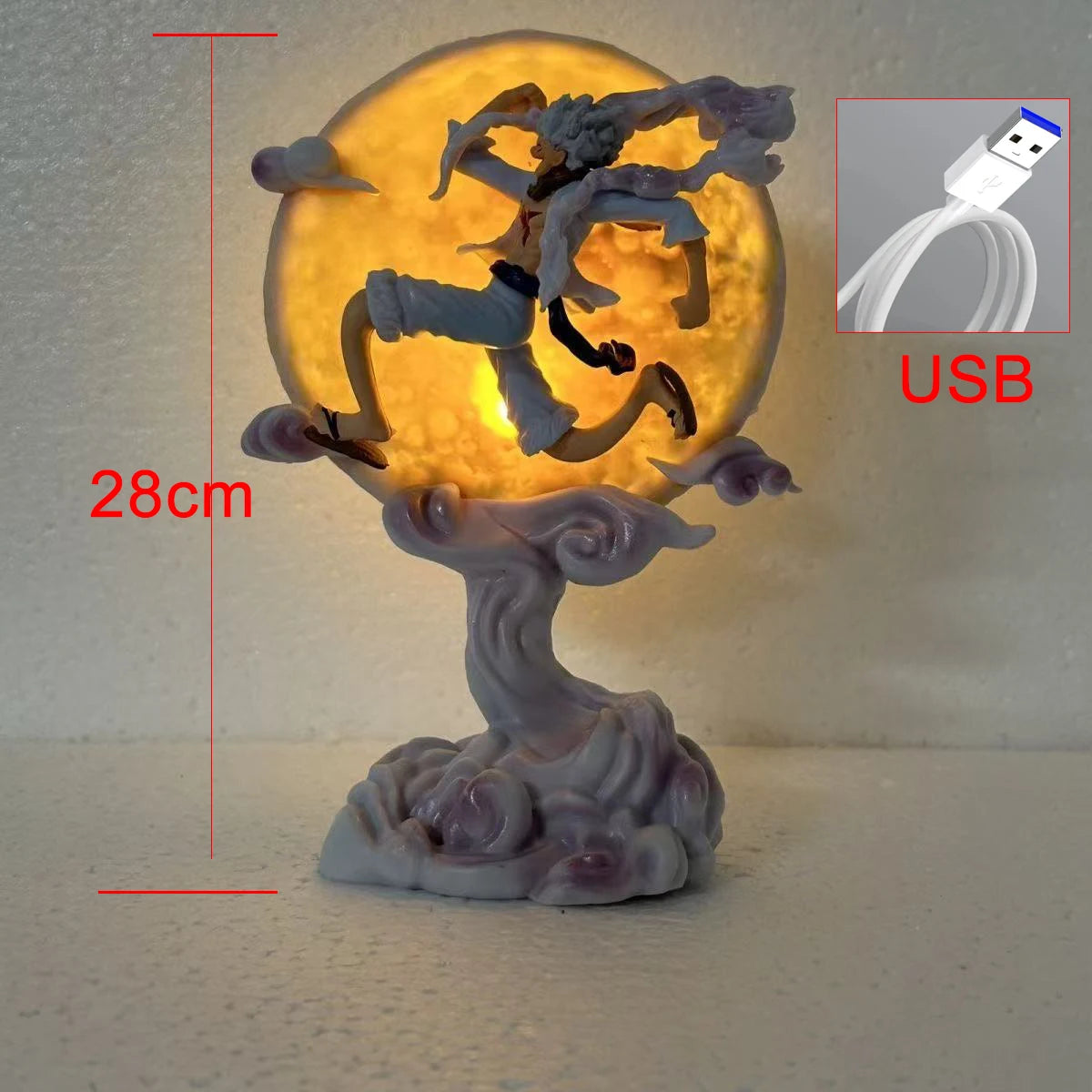 Illuminate Your Space with the Glowing One Piece Gear 5 Nika Luffy Moon Chase Figure - Anime LED Desk Atmosphere Lamp