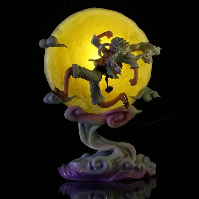 Illuminate Your Space with the Glowing One Piece Gear 5 Nika Luffy Moon Chase Figure - Anime LED Desk Atmosphere Lamp