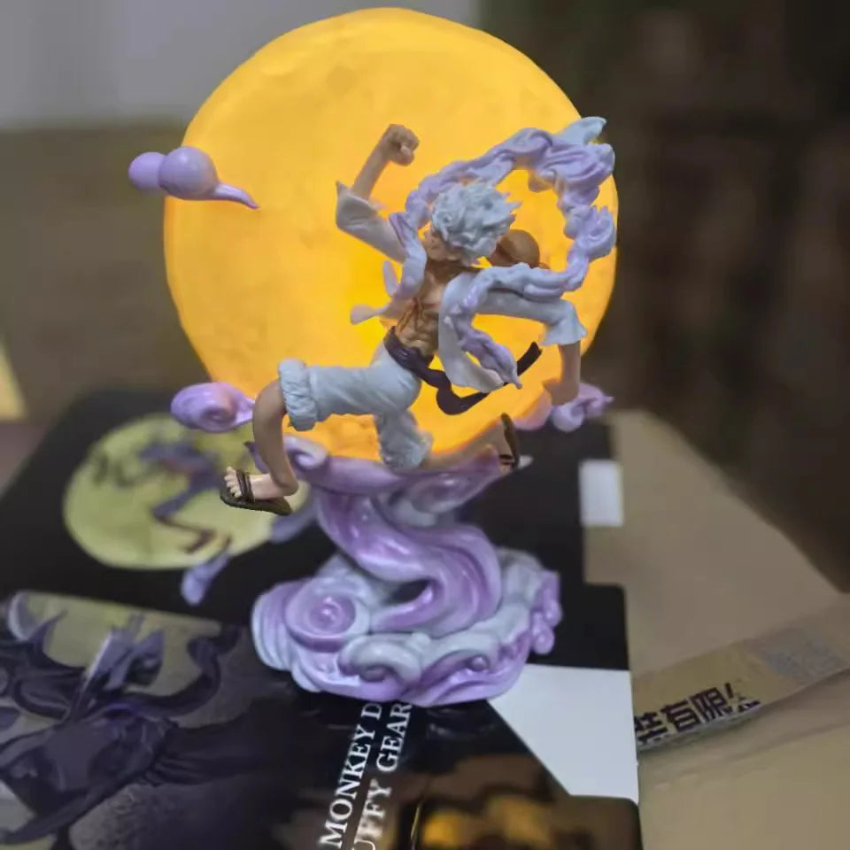 Illuminate Your Space with the Glowing One Piece Gear 5 Nika Luffy Moon Chase Figure - Anime LED Desk Atmosphere Lamp